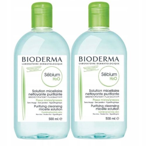 2 x Bioderma Sébium H2O Micelarni Tekočina 500 ml za Mastno in Mešano Kožo