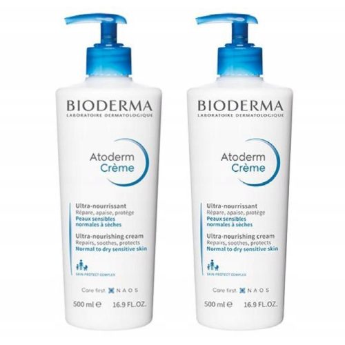 BIODERMA ATODERM CREME ULTRA - Vlažilna in negovalna krema za obraz in telo, set 2x 500 ml