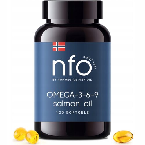 Lososovo olje NFO OMEGA 3-6-9 – Kapsule za zdravje srca in možganov (120 mehkih kapsul)
