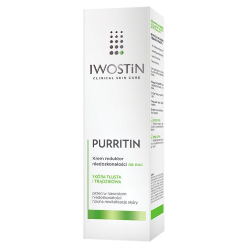 Nočna krema za zmanjšanje nepravilnosti Iwostin Purritin, 40ml