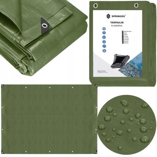Vsestranska zaščitna ponjava Springos® z UV zaščito 6x9m, zelena