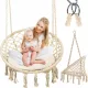 Viseči vrtni stol Stork's Nest BOHO 80 cm – makrame gugalnica ecru, nosilnost 150 kg