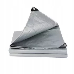   Vodoodporna ponjava 4m x 5m srebrne barve, 120g/m2, z aluminijastimi obročki