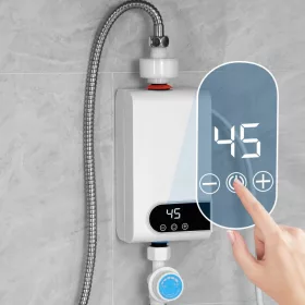    Pretočni grelnik vode 5500 W 230 V | LCD zaslon, komplet za tuširanje