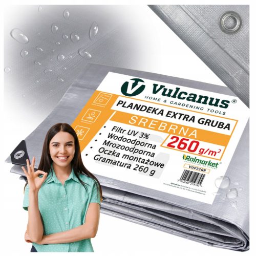 Vzdržljiva in univerzalna zaščitna ponjava Vulcanus® PREMIUM 3x3 m srebrno-črna