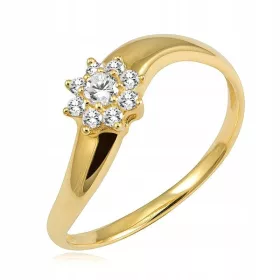   Zlat ženski prstan 375 s cirkoni, eleganten brezčasen dizajn Fajngold