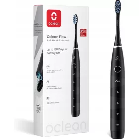   Sonična zobna ščetka OCLEAN Flow črna, 180-dnevna življenjska doba baterije, 76. 000 gibov/min, IPX7