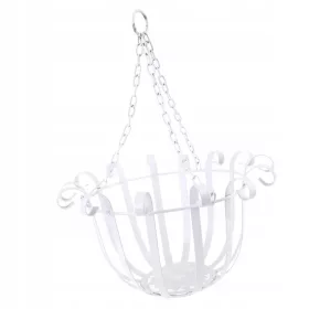    Močni obešalni nosilci Oblika lista Kovinski kavlji za rastline Belo stojalo za košare