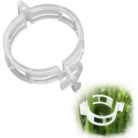  Bele plastične sponke za opore za rastline, pritrjene