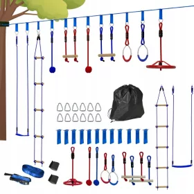   AIYAPLAY Ninja oviralna proga za otroke 10 m – komplet slackline z ovirami, nosilnost 50 kg, vrtna plezalna proga