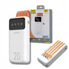   Power bank Dudao K6Pro+ 20000 mAh vgrajeni kabli USB-C Lightning micro USB 2× USB črn