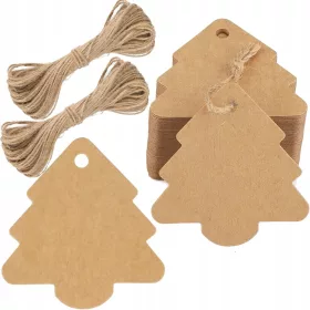  RJAVE VISEČE ETIKETE V OBLIKI DREVESA ZA ROČNE IZDELAVE