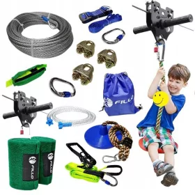   Vrvna zipline tobogan FILLO 35 m, 8 mm jeklena vrv, nosilnost 120 kg, sedež z zavoro, vrtni spust 2026