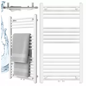    Kopalniški radiator Hydrosan CORSO-WH-2 900 × 500 mm bel | 370 W | Vodni radiator z lestvijo | Spodnji ali stranski priključek