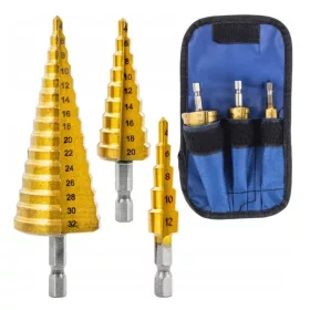   4-32 mm HSS stopničasti svedri za kovino, prevlečeni s titanom, komplet 3 HEX