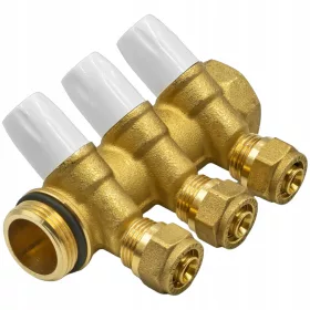    Medeninasti razdelilnik 3/4" 3 tokokrogi | PEX 16×2 | Za pitno vodo