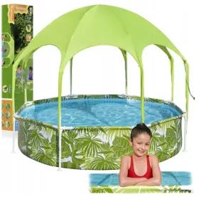   Bestway Splash in Shade 56432 – bazen z okvirjem, UV zavetjem in škropilnikom 244 × 51 cm, 1688 l