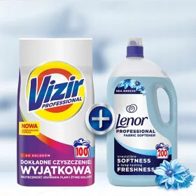   Vizir Professional 5,5 kg + mehčalec Lenor 4 l - pralni set Barva + svežina
