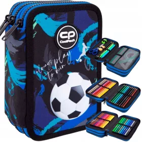   Trojna peresnica z opremo Jumper 3 COOLPACK Football Navy 19,5×12,5×6,5 cm