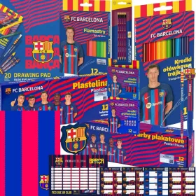   Šolski komplet FC Barcelona za 1.-3.
razred – barvice, barve, plastelin, blok in šolski pripomočki