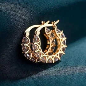   585 zlati obročasti uhani s cirkoni ženski elegantni obročasti uhani z diamantnim sijajem