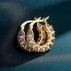 585 zlati obročasti uhani s cirkoni ženski elegantni obročasti uhani z diamantnim sijajem