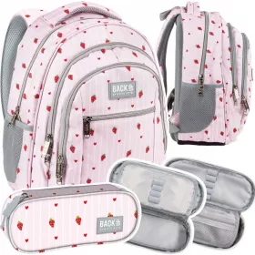   Šolski nahrbtnik BackUP Pink Love za dekleta 26 l s peresnico, ergonomski nahrbtnik A4
