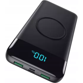   Power bank Trswyop 26800 mAh 25 W PD 15 W brezžično polnjenje LED zaslon črn