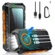 Solarna baterija 20000 mAh SOS LED 7 v 1 brezžična USB-C mikro USB Lightning črna