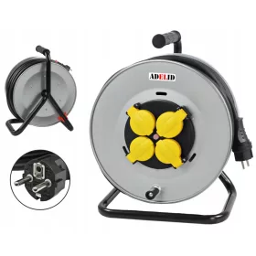   Podaljšek na kolutu, vrtni, enojni Adelid 25 m, 4 vtičnice, siv