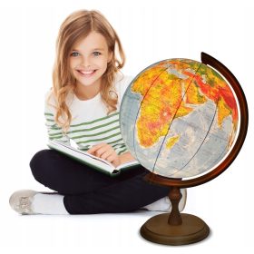   Globus zemljevid 320mm s podobo svetlobe 2v1 LES za darilo APKA aplikacija politično-fizična