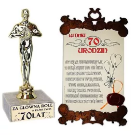   STATUETKA ZA 70. ROJSTNI DAN + DIPLOMA | Ta čudovita statuetka je popolno darilo za 70. rojstni dan. Izdelana je iz visokokakovostnega umetnega materiala s marmornim podnožjem, ki ima vklesan napis: "