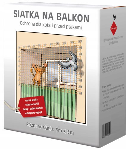 Zaščitna mreža za balkon za mačke, golobe, ptice, 6x3m, očesi 50 mm, brez vrtanja