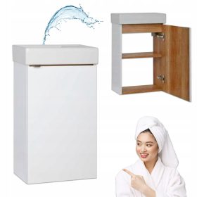 Kopalniška omarica z umivalnikom 40 x 22 slim bela