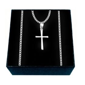 MOŠKA SREBRNA VERIGA S KRIŽEM, SREBRO 925 K3/50cm