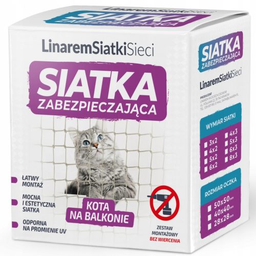 Zaščitna mreža za balkon za mačke 2x3 brez vrtanja