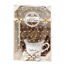 Darilo za VODJO, elegantna skodelica s krožničkom