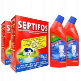   SEPTIFOS dvojni set 2×1,2 kg + 2× SEPTIBIO toaletni gel 750 ml – biorazgrajevalnik in čistilni gel