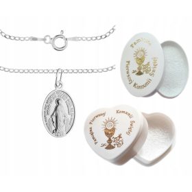 Srebrna verižica in medalja za obhajilo za krst, 50 cm