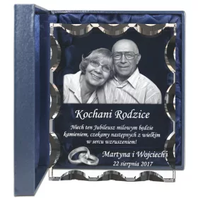 Poroka Jubilejna 3D Fotografija Vrezana v Kristal