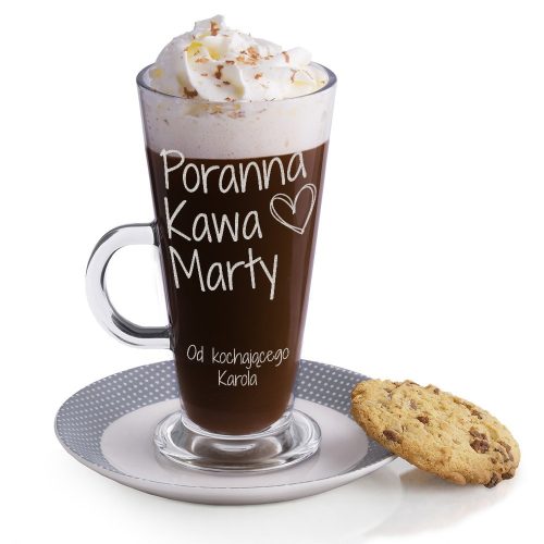 Murrano šalica za latte s gravuro 380 ml - Darilo za dekleta in ženske