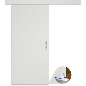   Drsna vrata s sistemom drsnega odpiranja in belim zaključkom