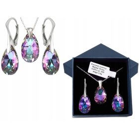   Swarovski Srebrni Komplet Nakita Mandelj 16mm - Različne Barve