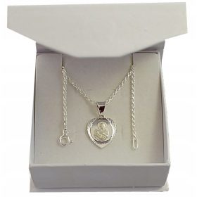 Srebrna verižica Corda z medaljonom v obliki srca, pr 925