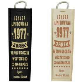   LESENA ŠKATLA ZA VINO Z GRAVIRANO ROJSTNODNEVNO DARILNO ŠKATLO ZA 40., 50. IN 60. ROJSTNI DAN