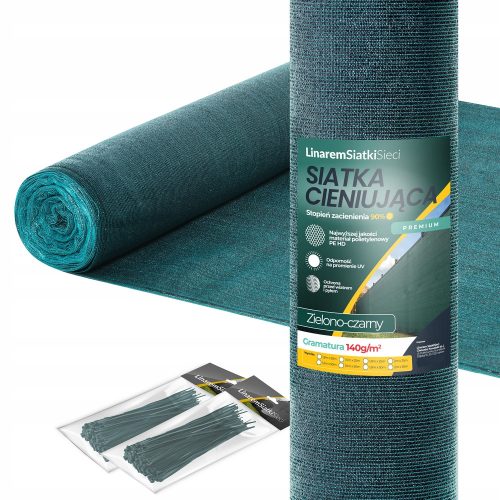 Senčna mreža Linarem SiatkiNets Premium 1,5m x 50m Zelena Črna 90% Zacienitve