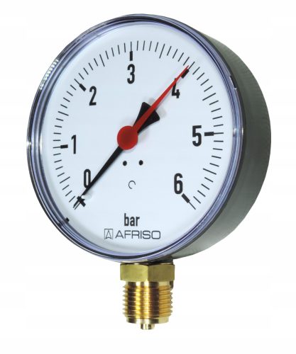 MANOMETR 0-6 bar TARCZ FI 100mm ZŁĄCZE DOLNY AFRISO - Profesionalni manometer za merjenje tlaka v ogrevalnih sistemih