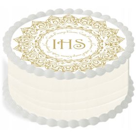 OPŠATEK NA TORTI ZA PRVO SVETO OBHAJILO 29 cm IHS