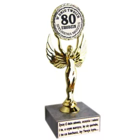   Statueta za 80. rojstni dan - Darilo za dedka Viktorija - Marmorna podstavka - 20 cm višine - Gaveriran napis - Pakirana v folijo - Idealno darilo za dolgoletno spominjanje!!!