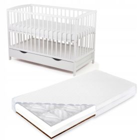   Lesena otroška posteljica OLA 60 x 120 cm bela z gryko-kokosovim vzmetenjem